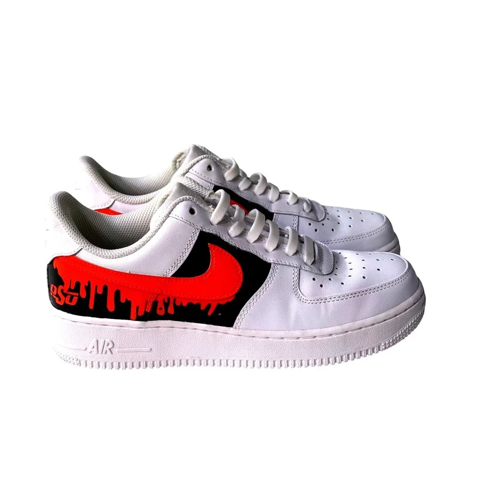 Nike Air‎ Force 1 Low OSU Custom White Orange Black Boys Sneakers 7.5Y
